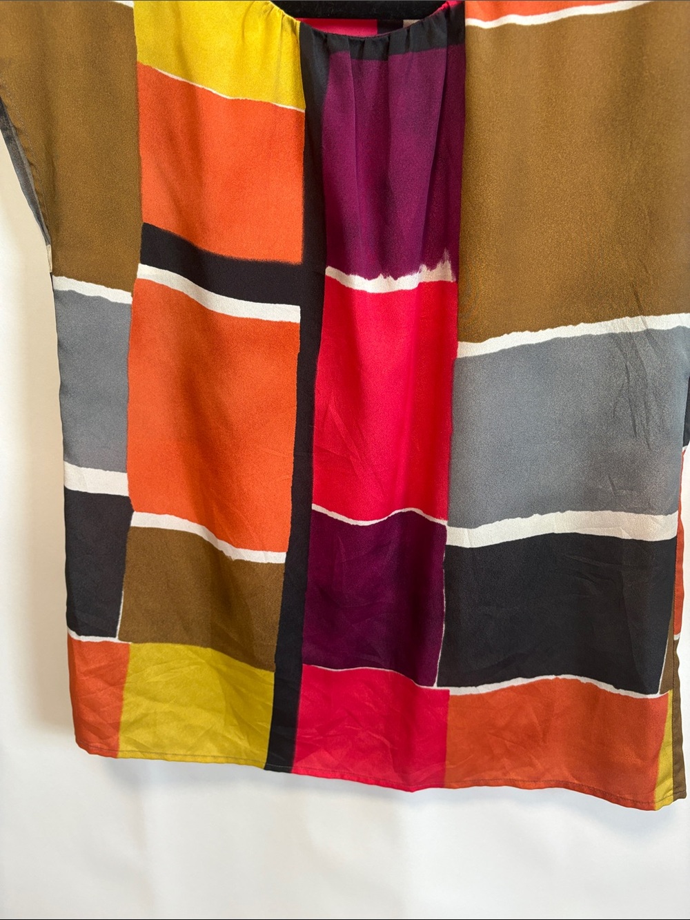 LOFT Multi-Color Colorblock Short-Sleeve Blouse - Picture 4 of 7